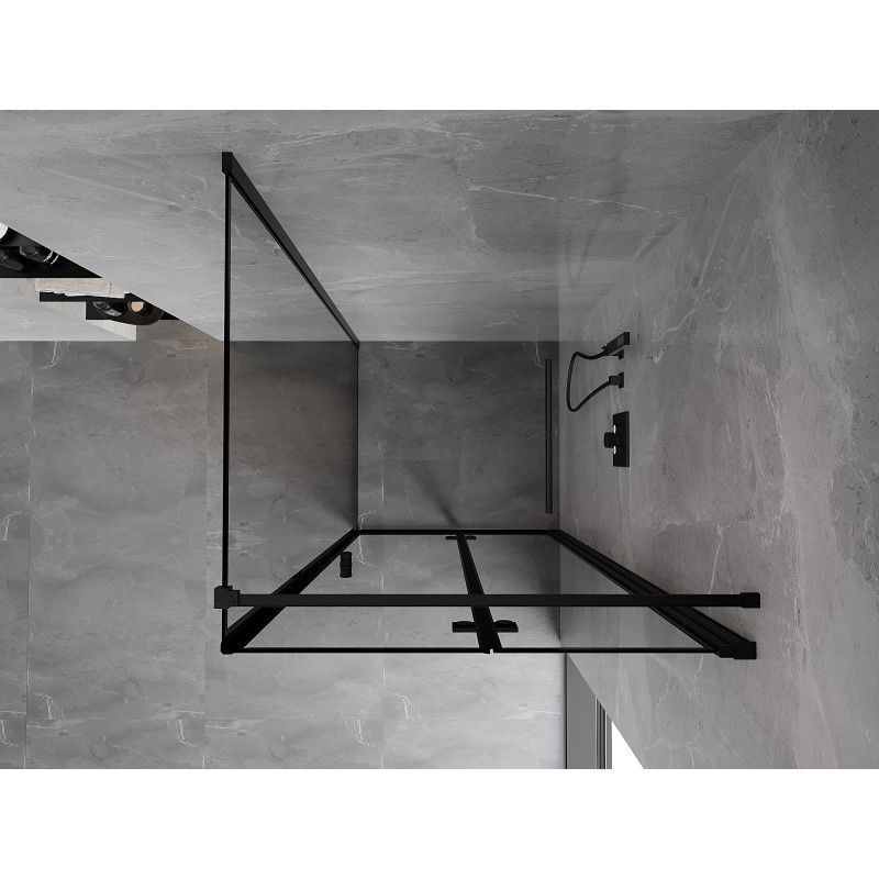 Mexen Mist-F folding shower cabin right 75 x 75 cm, black frame, black - 8A6T-075-075-70-70-P