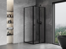 Mexen Mist-F folding shower cabin right 75 x 75 cm, black frame, black - 8A6T-075-075-70-70-P