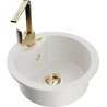 Mexen Diego 1-bowl granite sink with Rita kitchen faucet, white - 6512-20-670300-50