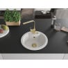 Mexen Diego 1-Bowl Granite Kitchen Sink with Rita Kitchen Tap, White - 6512-20-670300-50