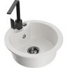Mexen Diego 1-bowl granite sink with Rita kitchen faucet, white - 6512-20-670300-70