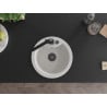 Mexen Diego Granite Kitchen Sink, 1-bowl with Rita Faucet, White - 6512-20-670300-70
