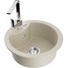 Mexen Diego 1-compartment granite sink with a kitchen mixer tap Rita, Beige - 6512-69-670300-00