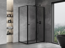Mexen Mist-F folding shower cabin right 85 x 120 cm, black frame, black - 8A6T-085-120-70-70-P
