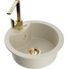 Mexen Diego granite kitchen sink 1-bowl with kitchen faucet Rita, beige - 6512-69-670300-50