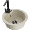 Mexen Diego 1-bowl granite sink with Rita kitchen faucet, beige - 6512-69-670300-70