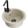 Mexen Diego 1-compartment granite sink with a kitchen mixer tap Rita, Beige - 6512-69-670300-70