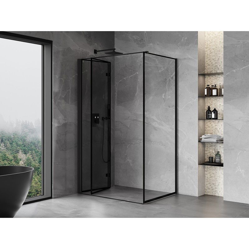 Mexen Mist-F folding shower enclosure left 120 x 75 cm, black frame, black - 8A6T-120-075-70-70-L