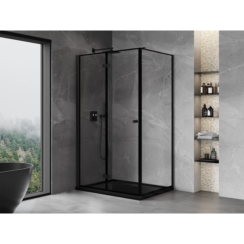 Mexen Mist-F Folding Shower Cabin Left 70 x 80 cm, Black Frame, Black - 8A6T-070-080-70-70-L