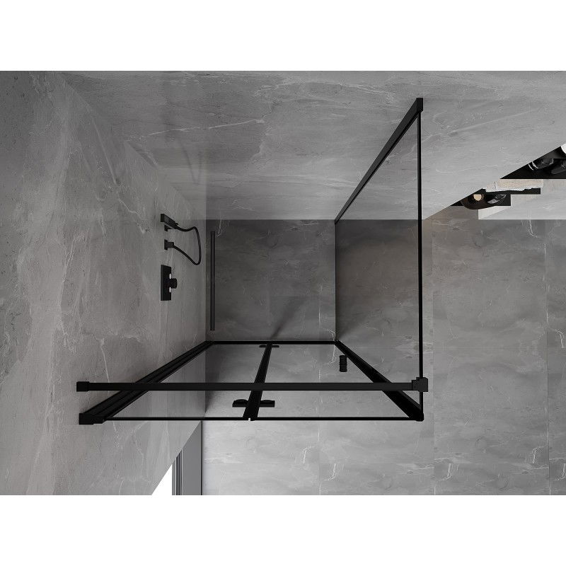 Mexen Mist-F folding shower cabin left 80 x 80 cm, black frame, black - 8A6T-080-080-70-70-L