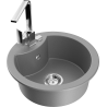 Mexen Diego 1-bowl granite sink with Rita kitchen tap, grey - 6512-71-670300-00