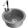 Mexen Diego 1-compartment granite sink with a kitchen mixer tap Rita, Grey - 6512-71-670300-00