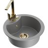 Mexen Diego 1-bowl granite sink with Rita kitchen faucet, gray - 6512-71-670300-50