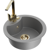 Mexen Diego granite single-bowl sink with Rita kitchen faucet, gray - 6512-71-670300-50