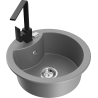 Mexen Diego 1-compartment granite sink with a kitchen mixer tap Rita, Grey - 6512-71-670300-70