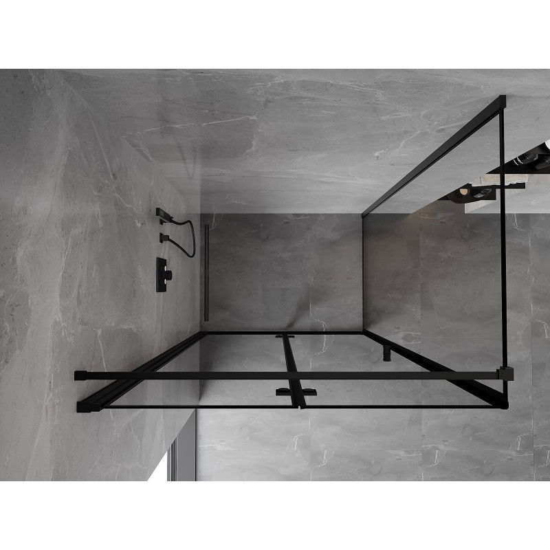 Mexen Mist-F folding shower cabin left 80 x 100 cm, black frame, black - 8A6T-080-100-70-70-L