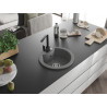Mexen Diego 1-bowl granite sink with Rita kitchen faucet, gray - 6512-71-670300-70