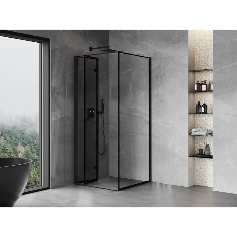 Mexen Mist-F folding shower cabin left 100 x 100 cm, black frame, black - 8A6T-100-100-70-70-L