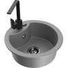 Mexen Diego 1-bowl granite sink with Rita kitchen faucet, gray - 6512-71-670300-70-B