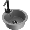 Mexen Diego 1-compartment granite sink with a kitchen mixer tap Rita, Grey - 6512-71-670300-70-B