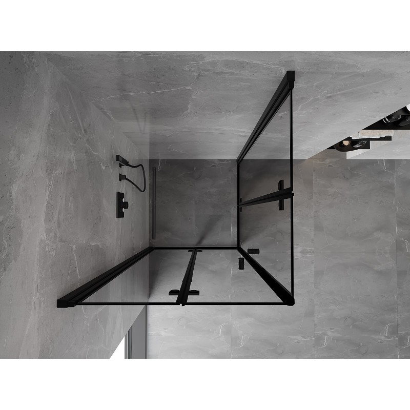 Mexen Mist-F Duo folding shower cabin 75 x 75 cm, black frame, black - 8A6-075L-075P-70-70