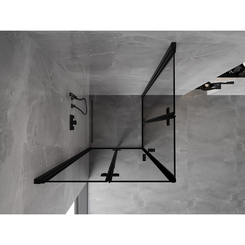Mexen Mist-F Duo folding shower cabin 85 x 85 cm, black frame, black - 8A6-085L-085P-70-70