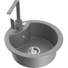Mexen Diego 1-compartment granite sink with a kitchen mixer tap Rita, Grey - 6512-71-670300-71