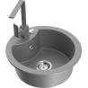 Mexen Diego granite sink 1-bowl with Rita kitchen tap, grey - 6512-71-670300-71