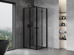 Mexen Mist-F Duo folding shower cabin 110 x 110 cm, black frame, black - 8A6-110L-110P-70-70