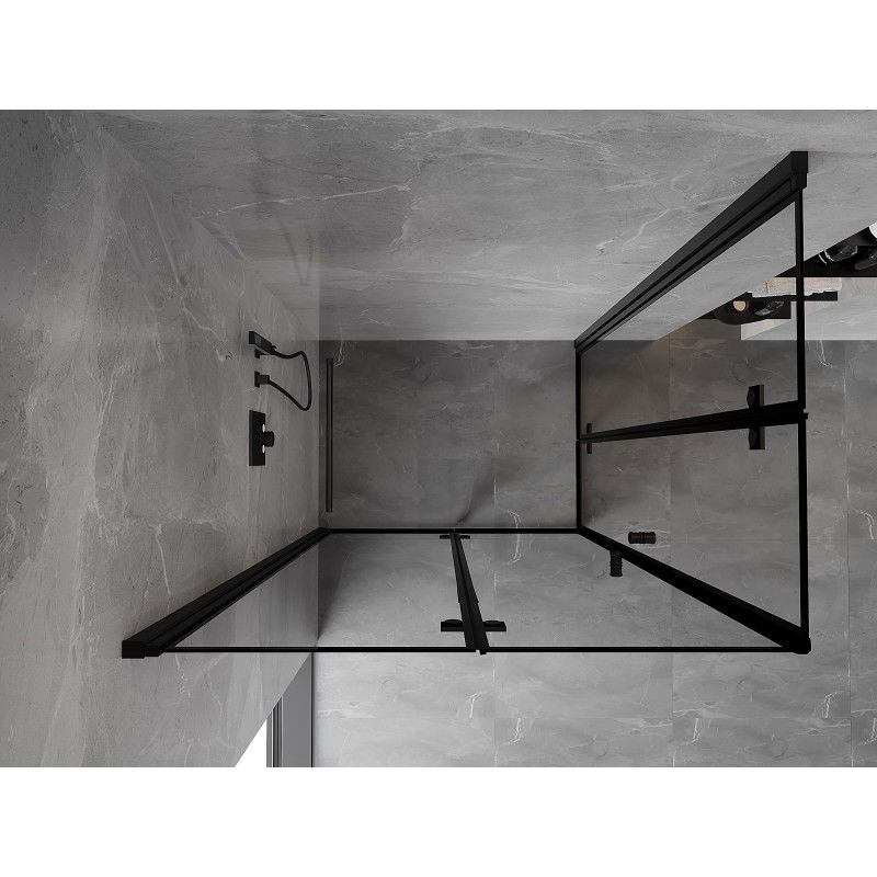 Mexen Mist-F Duo folding shower cabin left 80 x 70 cm, black frame, black - 8A6-080L-070P-70-70