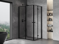 Mexen Mist-F Duo folding shower cabin left 85 x 70 cm, black frame, black - 8A6-085L-070P-70-70