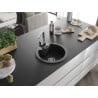 Mexen Diego granite kitchen sink 1-bowl with Rita kitchen faucet, black/silver metallic - 6512-73-670300-00
