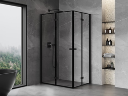 Mexen Mist-F Duo folding shower cabin left 95 x 90 cm, black frame, black - 8A6-095L-090P-70-70