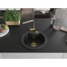 Mexen Diego granite sink 1-bowl with Rita kitchen faucet, black/silver metallic - 6512-73-670300-50