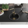 Mexen Diego single-bowl granite kitchen sink with Rita faucet, black/silver metallic - 6512-73-670300-50