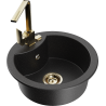 Mexen Diego granite sink 1-bowl with Rita kitchen faucet, black/silver metallic - 6512-73-670300-50