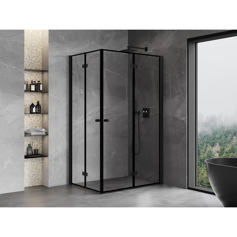 Mexen Mist-F Duo folding shower cabin right 70 x 90 cm, black frame, black - 8A6-070L-090P-70-70