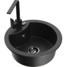 Mexen Diego 1-compartment granite sink with a kitchen mixer tap Rita, Black/Silver metallic - 6512-73-670300-70-B