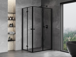 Mexen Mist-F Duo right folding shower cabin 90 x 100 cm, black frame, black - 8A6-090L-100P-70-70
