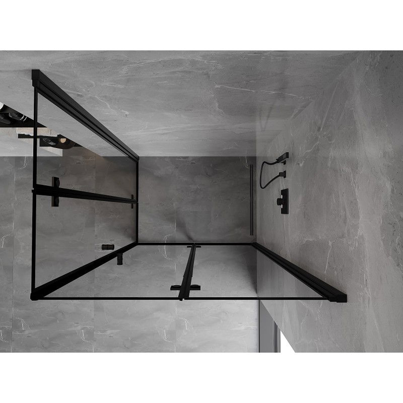 Mexen Mist-F Duo right folding shower enclosure 80 x 120 cm, black frame, black -  8A6-080L-120P-70-70