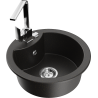 Mexen Diego 1-compartment granite sink with a kitchen mixer tap Rita, Black/Gold metallic - 6512-75-670300-00