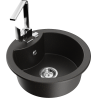 Mexen Diego granite kitchen sink 1-bowl with Rita kitchen faucet, black/gold metallic - 6512-75-670300-00