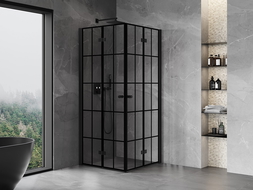 Mexen Mist-F Duo folding shower cabin 75 x 75 cm, black grid, black - 8A6-075L-075P-70-77
