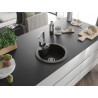 Mexen Diego 1-bowl granite sink with Rita kitchen faucet, black/gold metallic - 6512-75-670300-00