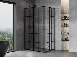 Mexen Mist-F Duo Folding Shower Enclosure Left 75 x 70 cm, Black Grid, Black - 8A6-075L-070P-70-77