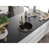 Mexen Diego single-bowl granite sink with Rita kitchen tap, black/gold metallic - 6512-75-670300-50