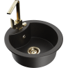 Mexen Diego single-bowl granite sink with Rita kitchen tap, black/gold metallic - 6512-75-670300-50