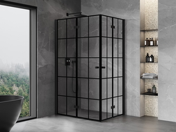 Mexen Mist-F Duo folding shower cabin left 85 x 80 cm, black grid, black - 8A6-085L-080P-70-77