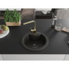 Mexen Diego granite kitchen sink 1-bowl with Rita kitchen faucet, black/gold metallic - 6512-75-670300-50-B