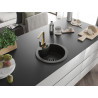 Mexen Diego granite single-bowl kitchen sink with Rita kitchen faucet, black/gold metallic - 6512-75-670300-50-B